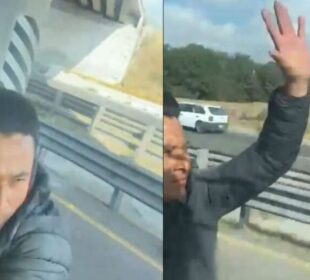 Hombre intenta asaltar tráiler y termina colgado de puerta de conductor