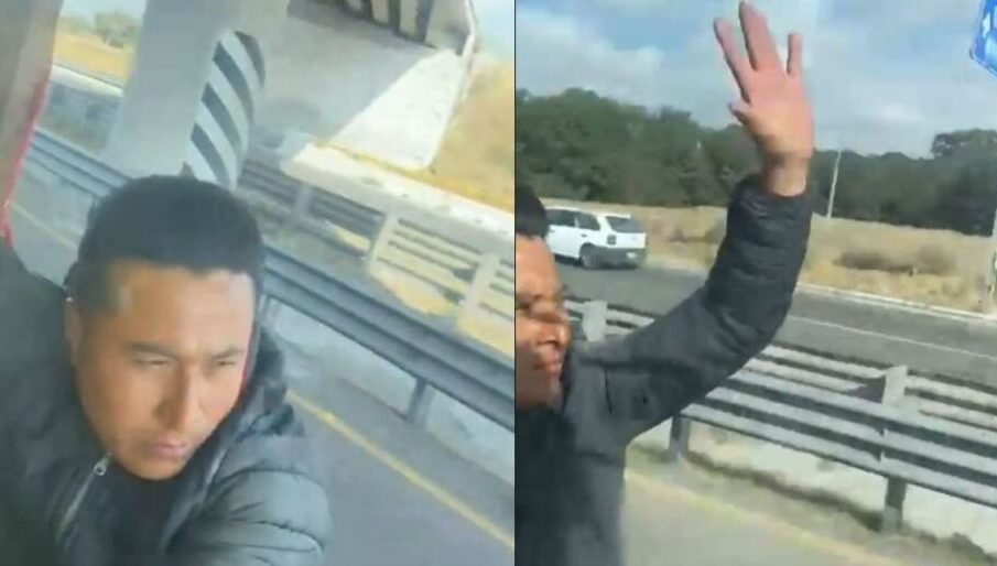 Hombre intenta asaltar tráiler y termina colgado de puerta de conductor