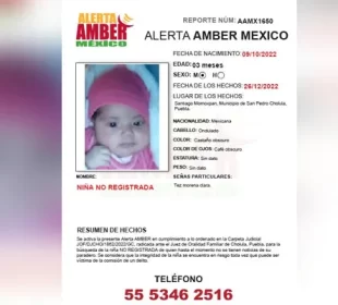 ¡Ayúdala a volver! Buscan a bebé de 3 meses desaparecida en Cholula, Puebla